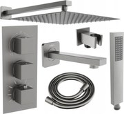 Mexen Cube DR02 zestaw wannowo-prysznicowy podtynkowy z deszczownicą 25 cm, grafit - 77503DR0225-66