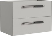 Podwieszana szafka pod umywalkę z aluminiowymi uchwytami - Szara - 80 cm - FELNA