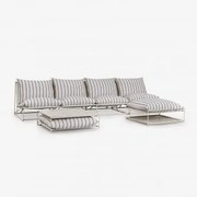 Zestaw Ogrodowy Z 4-częściową Modułową Sofą, Stolikiem Bocznym I Pufem Rozkładanym Amaro Kremowa Tapioca - Dark Blue - Sklum