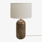 Lampa Stołowa Z Naturalnego Kamienia Yalvira Brązowy Marmur Emperador & Glendy Białe Ø30 Cm - ↑20 Cm - Sklum