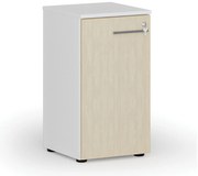 Szafa biurowa niska z drzwiami PRIMO WHITE, 400 x 420 x 740 mm, biały/brzoza