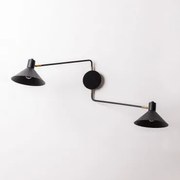 Lampa Ścienna Regulowana Z Żelaza Z 2 Punktami Świetlnymi Doble Twin Czarna - Sklum