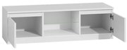 RTV szafka pod telewizor Malwa 120 BIAŁY POŁYSK, dwie szafki, szklana półka