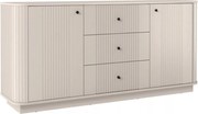 Komoda Vesper 160 cm z szufladami na cokole - kaszmir / czarne uchwyty