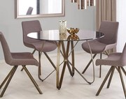 Szklany okrągły stół ze złotym stelażem G0-T34