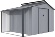 Szopa ogrodowa "Madras" - Metalowa - Z pergolą - 9.12 m² - 355 x 257 x 237 cm - Szara