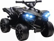 AIYAPLAY Quad dziecięcy elektryczny 6 V quad dla dzieci z funkcją przód/tył, muzyką, reflektorami LED Czarny