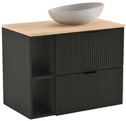 Czarna Szafka Pod Umywalkę Nablatową Z Orzechowym Blatem P3-G04