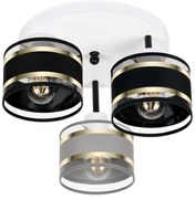 Lampa sufitowa biała trzypunktowa z szaro-czarnymi abażurami T-3030WE-