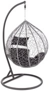 EGGY fotel ogrodowy popielaty, czarny, wiszący, rattan synstetyczny, boho