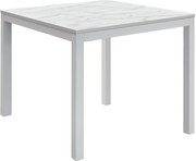Drewniany stół, marmurowe wykończenie i biały metal, rozkładany 90x90 - TROPEA
