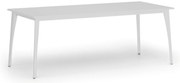 Stół konferencyjny do biura PRIMO OMEGA, 200x90 cm, biała podstawa, biały
