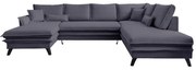 Antracytowa rozkładana sofa w kształcie litery "U" Miuform Charming Charlie, prawostronna