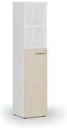 Szafa biurowa kombinowana PRIMO WHITE, drzwi na 3 poziomach, 400 x 420 x 1781 mm, biały/brzoza