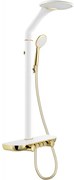 Mexen Bolt zestaw prysznicowy natynkowy z deszczownicą i baterią, biały/złoty - 78108-25