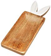 Dekoracyjna taca z drewna mango BUNNY EARS 36x12 cm