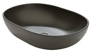 Umywalka ceramiczna nablatowa owalna czarna matowa 60 x 43 cm DOTI Black z cienkim rantem typu Slim