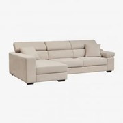 Sofa Narożny Lewy 3-osobowy Z Regulowanymi Zagłówkami I Wysuwanymi Siedziskami Aramis Tkaniny Beige - Sklum