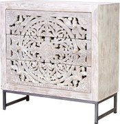 Bufet w manguier i piètement z białego i szarego metalu