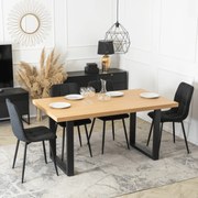 Stół Prostokątny Rozkładany EDWIN 160-260 cm Dąb Złoty/Czarny do Jadalni Nowoczesny Loft