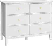 HOMCOM Komoda Sideboard z 6 szufladami Nowoczesna komoda do przechowywania do salonu sypialni przedpokoju 100 x 40 x 78 cm Biały | Aosom PL