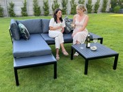 Zestaw 2 x Sofa Narożna Dwuosobowa Stalowa VENTO Stolik Kawowy Czarny