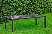 Duży stół ogrodowy brązowy technorattan 200 x 100 cm