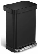 Simplehuman Prostokątny kosz na pedały z kieszeniąna worek 55 l, czarny