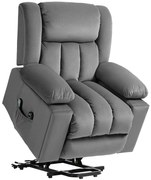 HOMCOM Elektryczny fotel z pomocą przy wstawaniu, miękki aksamitny materiał, porty USB