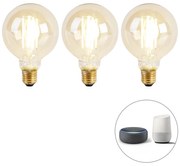 Zestaw 3 inteligentnych żarówek LED E27 z regulacją temperatury barwowej G95 Goldline 7W 806lm 1800K - 3000K