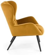 TYRION fotel wypoczynkowy musztardowy uszak pikowany tkanina nowoczesny