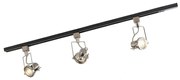 System szynowy z 3 reflektorami 1-fazowymi czarny ze stali - Suplux