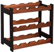 Regał drewniany na 12 butelek wina czarny + brąz - K0-A18