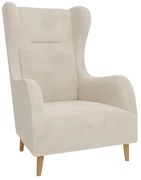 Kremowy aksamitny fotel typu uszak Carole – Ropez