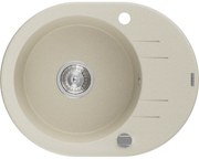 Mexen Kevin zlewozmywak granitowy 1-komorowy z ociekaczem 586 x 458 mm, beżowy, syfon chrom - 6517581005-69