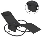 Leżak ogrodowy bujany 161 x 60 x 80 cm, czarny