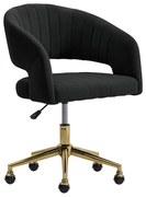 Krzesło biurowe z weluru - Czarny i złoty - Regulowana wysokość - TIRIESI Pascala Morabito
