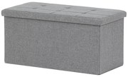 Taboret z miejscem do przechowywania, szary, 76 x 37 x 37 cm