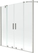 Mexen Velar Duo parawan nawannowy 2-skrzydłowy rozsuwany 140 x 150 cm, transparent, nikiel szczotkowany - 896-140-000-02-97