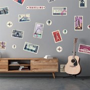 Naklejki na ścianę - Znaczki pocztowe podróżnik