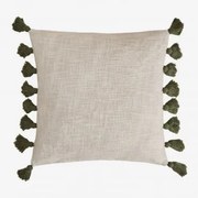 Kwadratowa Poduszka 45x45 Cm Z Bawełny Botucau Gardenia White - Intensywna Oliwkowa Zieleń - Sklum