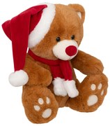 Maskotka miś z czapką Świętego Mikołaja, 34 cm
