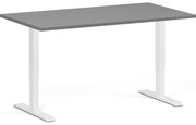 Biurko z regulacją wysokości, 140x80 cm, 1 silnik, biała podstawa, grafit