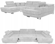 Narożnik kształt U rozkładany f. spania Savio Family meble j szary sztruks