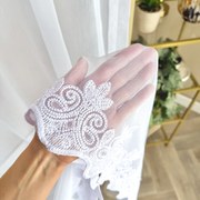 Firana gładka na bambusie z haftowanym wzorem opalizująca nić - wys. 280 cm