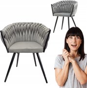 Krzesło ozdobne welwet Tilo szary fotel wolnostojący Family Meble