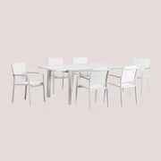 Zestaw Stołu 180x240-100 Cm Rozkładanego Starmi I 6 Sztaplowanych Krzeseł Ogrodowych Z Aluminium Archer Gardenia Biel - Sklum