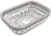 Mexen Rita umywalka nablatowa 45 x 32 cm, biała/czarny wzór - 21084586