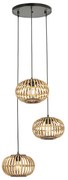 Orientalna lampa wisząca bambusowa 3-punktowa okrągła - AmiraKolonialny Oswietlenie wewnetrzne