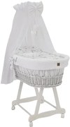 Biały komplet łóżeczko kosz z baldachimem K0-B01